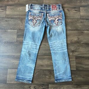 Rock Revival Men's Cypress Straight Distressed Denim Jeans Size 33x30 NEW
